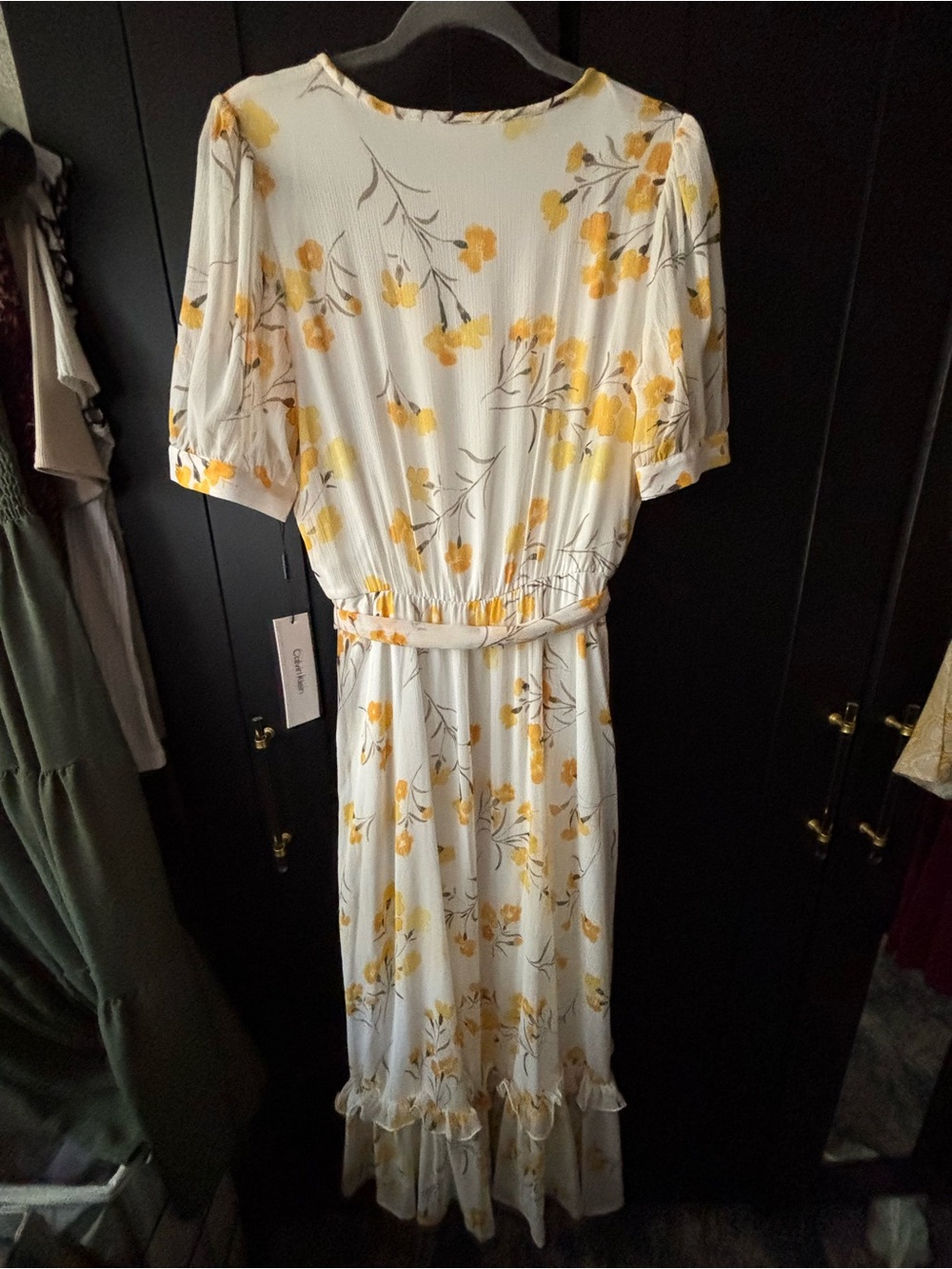 Calvin Klein White Maxi Dress with Yellow Floral Print - Picture 4 of 4